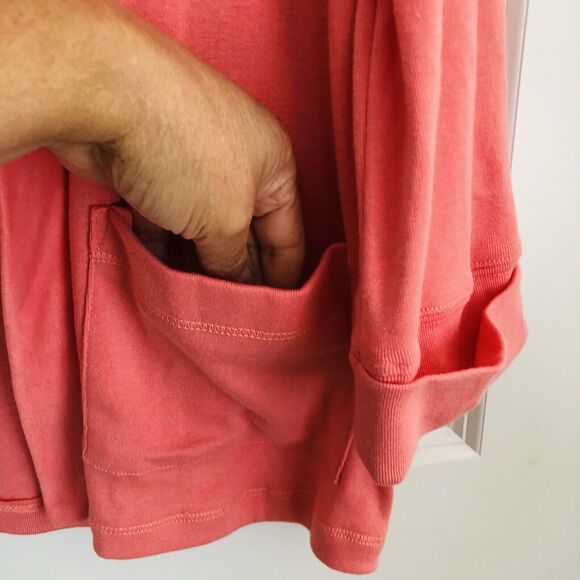 CARDIGAN WOMEN'S SWEATER OPEN FRONT PEACH BLOSSOM TWO POCKETS AT FRONT COLLARLES - Picture 6 of 6